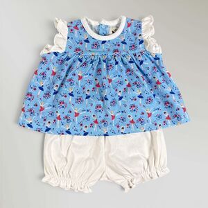 NWT The Oaks Apparel Girl's Dancing Ballerina 2 Piece Bloomer Set Blue Size 6M